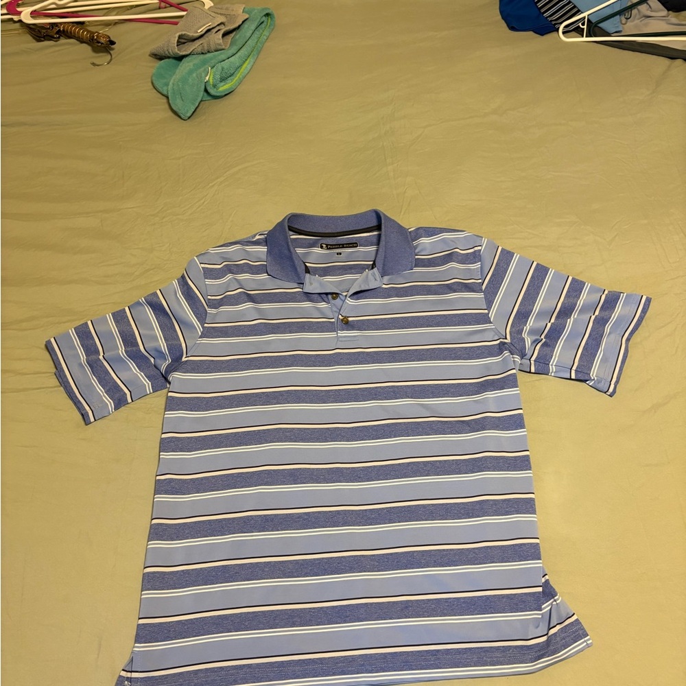 Pebble Beach Kids Polo Shirt in Blue and White Stripes